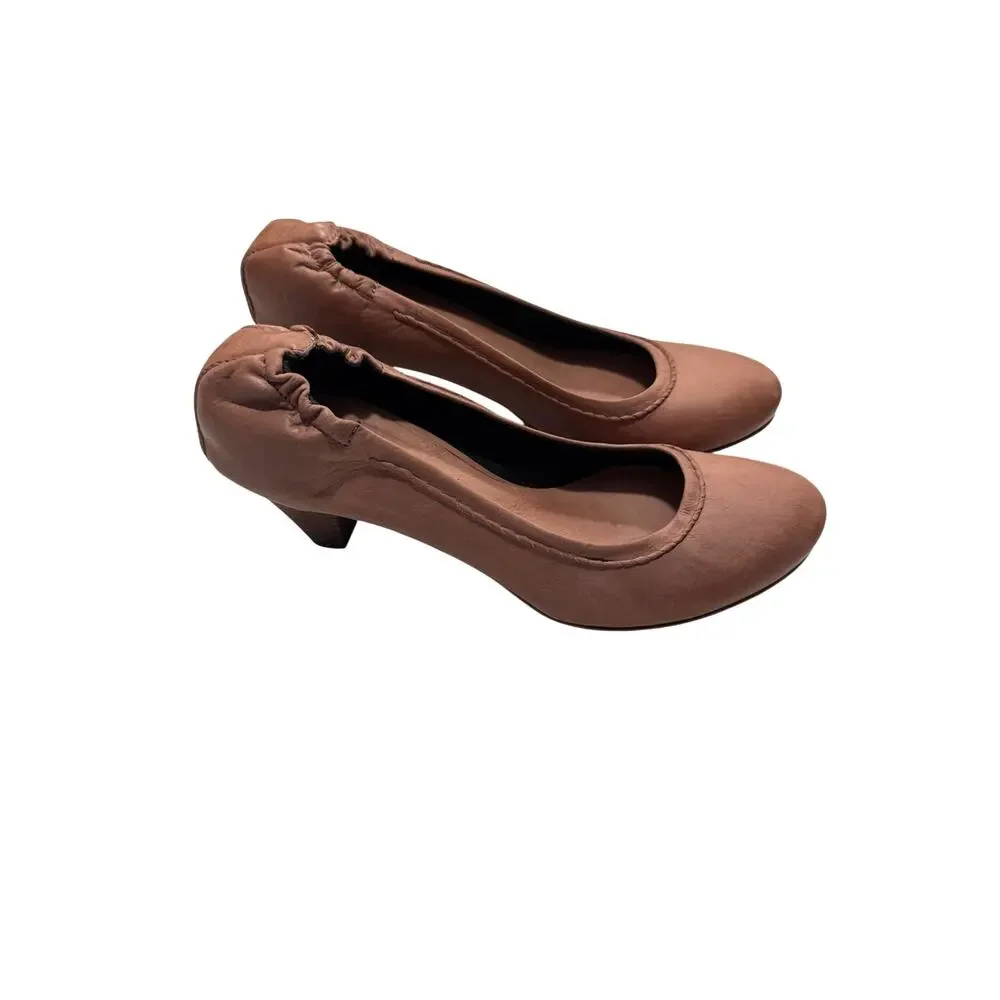 Alberto Fermani Italy Leather Low Heel Pumps 8.5 EU 39 Cognac Tan 2.5” Heel